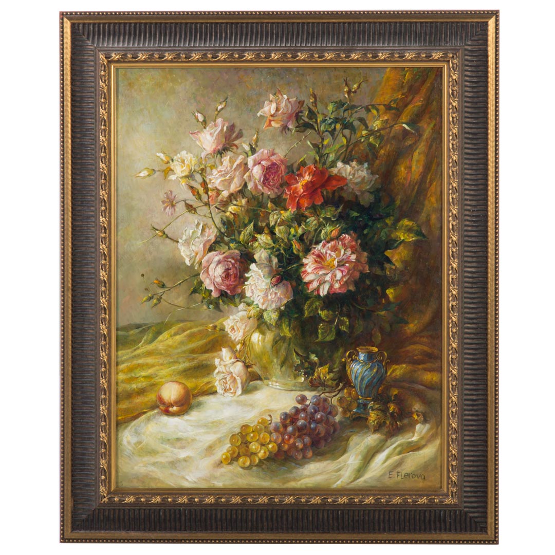 Appraisal: Elena Flerova Floral Still Life oil on board Russian b