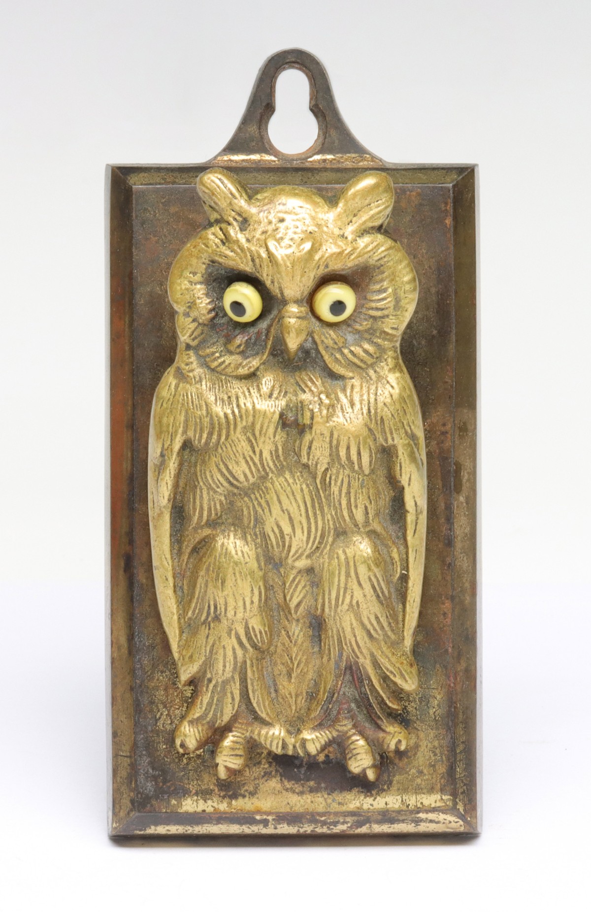 Appraisal: GLASS-EYED BRASS OWL LETTER CLIP - Very good condition with