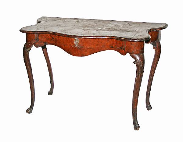 Appraisal: A Continental Rococo hardwood console table possibly Italian third quarter