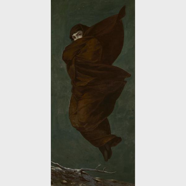 Appraisal: th th Century Symbolist School ROBED FIGURE FLYING OVER A