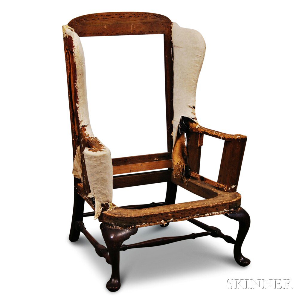 Appraisal: Queen Anne Mahogany Easy Chair th century the arched crest