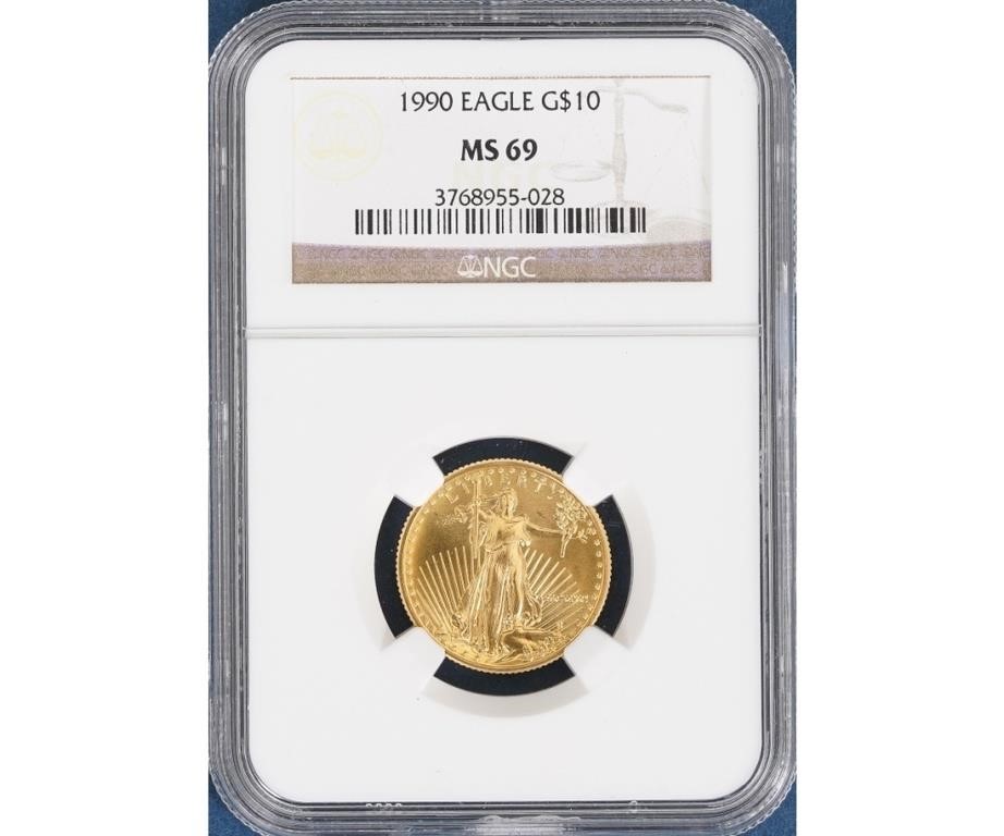 Appraisal: gold ten dollar Eagle coin M clad cased x ounce