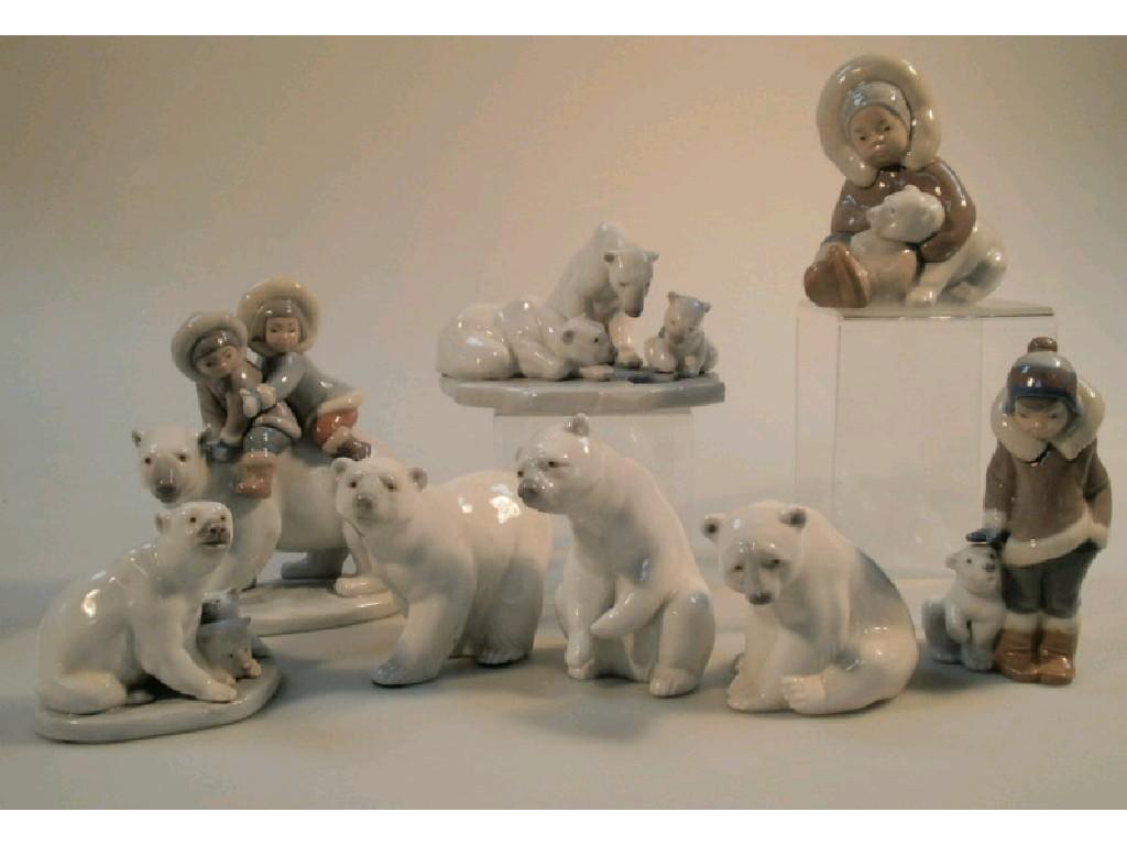 Appraisal: A collection of Lladro Eskimo and polar bear figures and