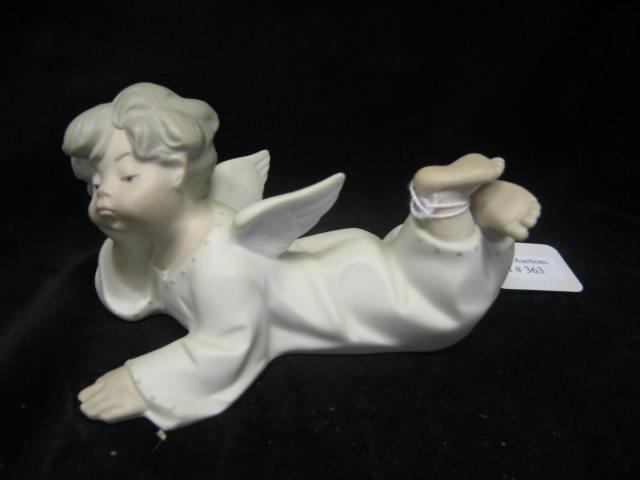 Appraisal: Lladro Figurine Angel Reclining tall excellent bisque finish