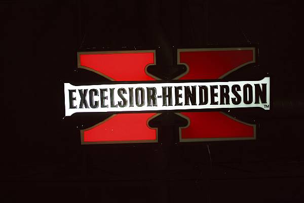 Appraisal: An Excelsior-Henderson lighted sign a large sign with horizontal Excelsior-Henderson