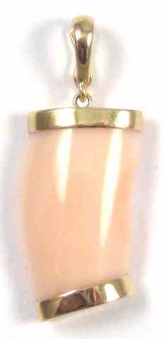 Appraisal: PINK CORAL AND YELLOW GOLD PENDANT set in k yellow