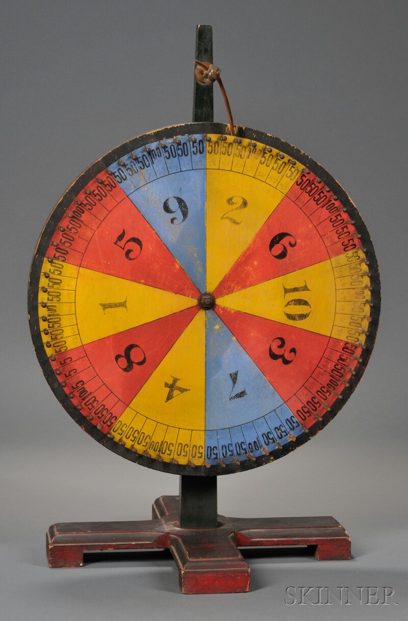 Appraisal: Polychrome-painted Wooden Game of Chance America late th early th