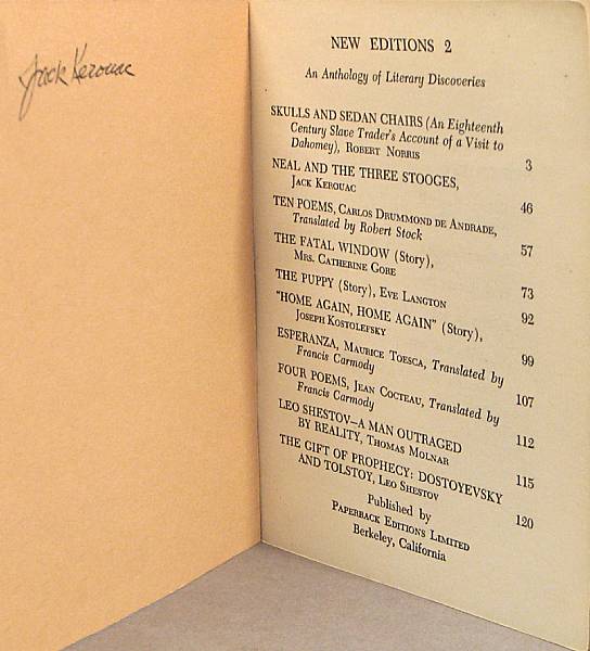 Appraisal: KEROUAC JACK Neal and the Three Stooges in New Editions