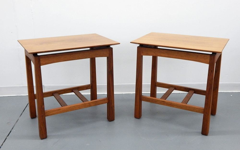 Appraisal: Joseph Van Benten Custom Hardwood Side Tables Joseph Van Benten