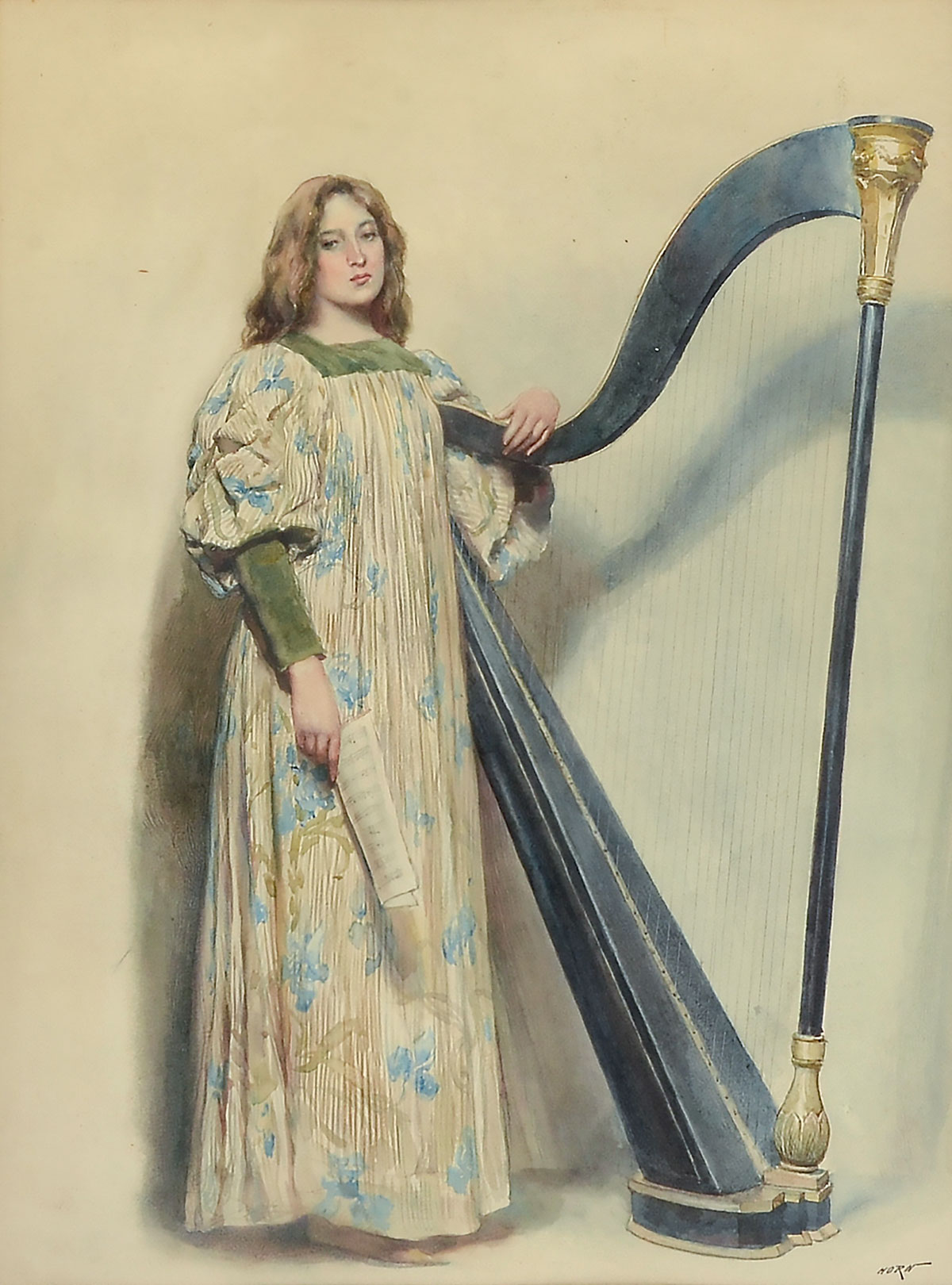 Appraisal: HORN Carl German - Full Length Portrait of Young Female