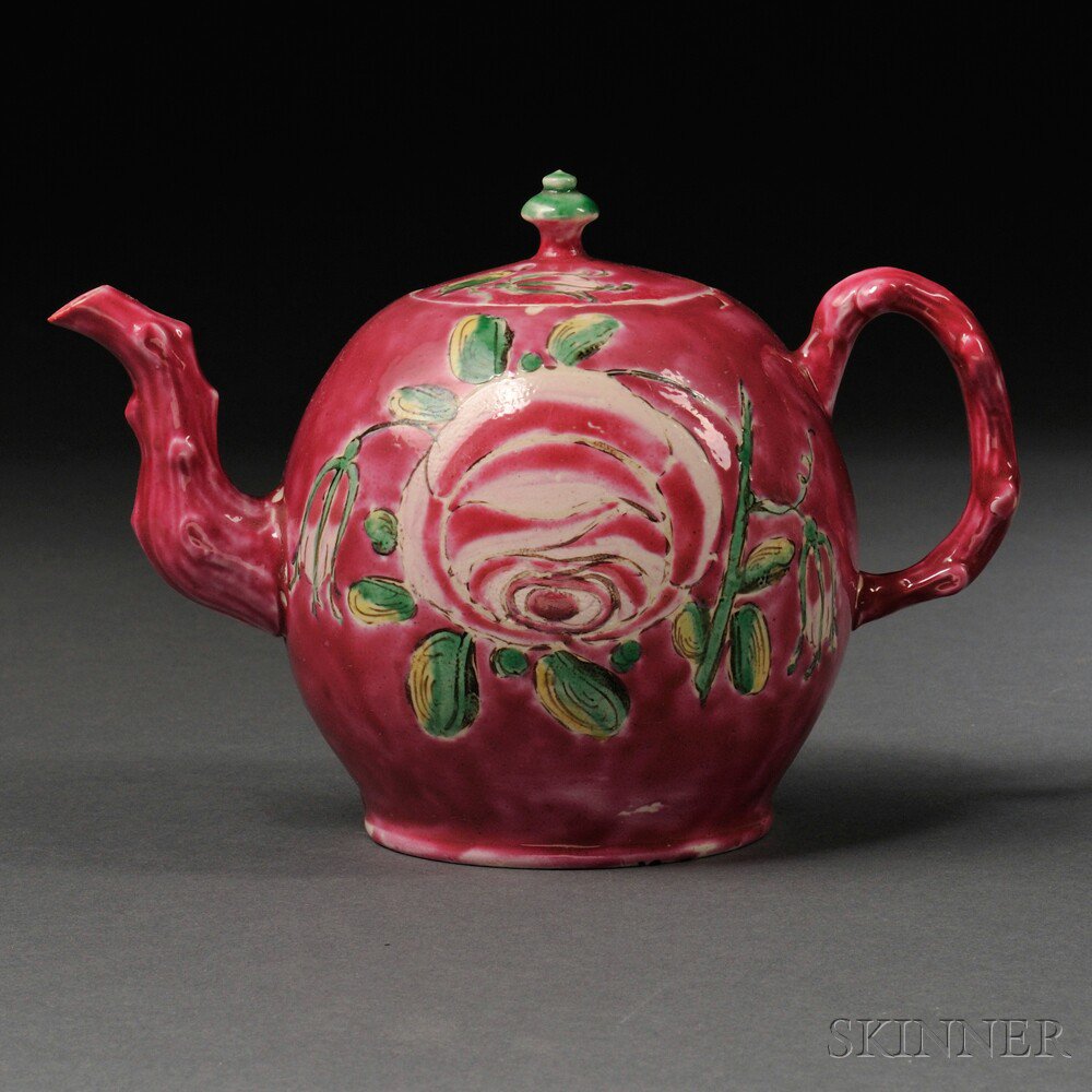 Appraisal: Staffordshire Salt-glazed Stoneware Teapot and Cover England c globular shape