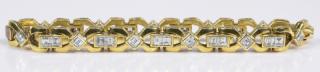 Appraisal: K Princess Cut Diamond Link Bracelet K yellow gold diamond