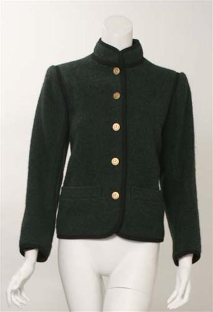 Appraisal: Yves Saint Laurent Austrian style jacket s- s Hunter green