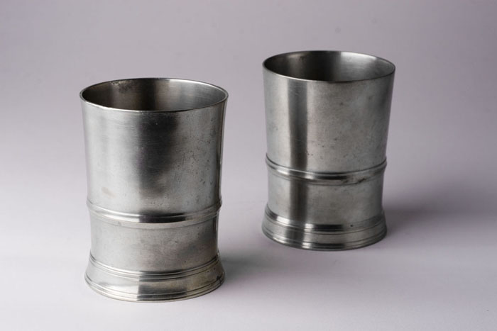 Appraisal: PAIR OF PEWTER BEAKERS THOMAS D BOARDMAN - AND LUCIUS