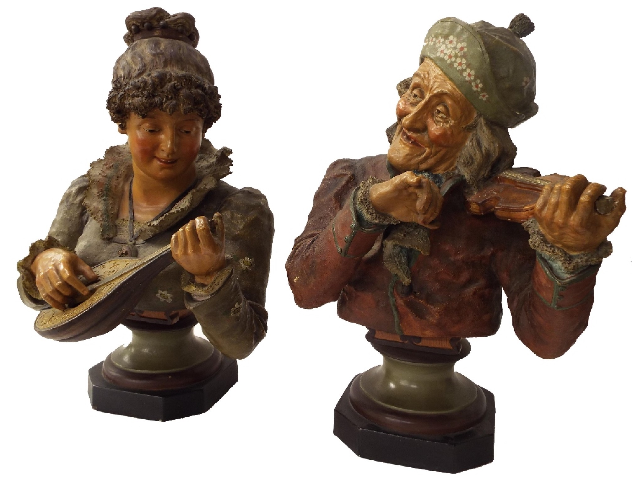 Appraisal: Pair of Continental terracotta bust figures of an elderly gentleman