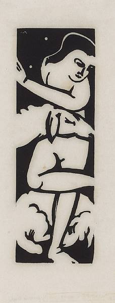 Appraisal: Franz Marc German - Die Hirtin L Woodcut on thin