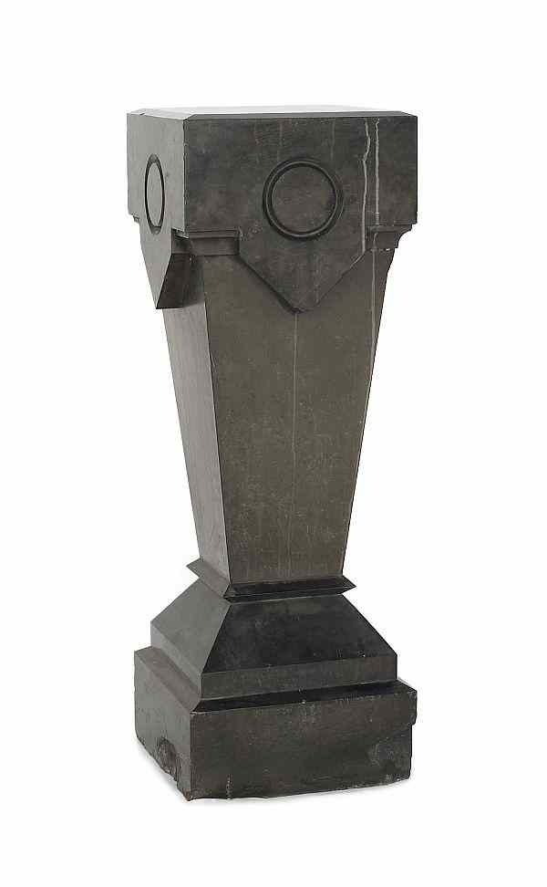 Appraisal: Art deco black marble pedestal early th c h w