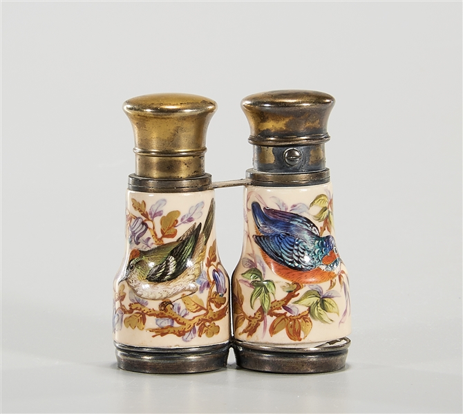 Appraisal: Antique painted enamel and brass perfume-vinaigrette in the form of