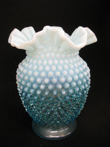 Appraisal: Fenton Blue Opalescent Art Glass Vase hobnail decor excellent