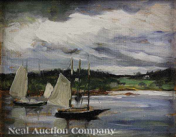 Appraisal: Robert Henri American - Sailboats Monhegan oil on board signed