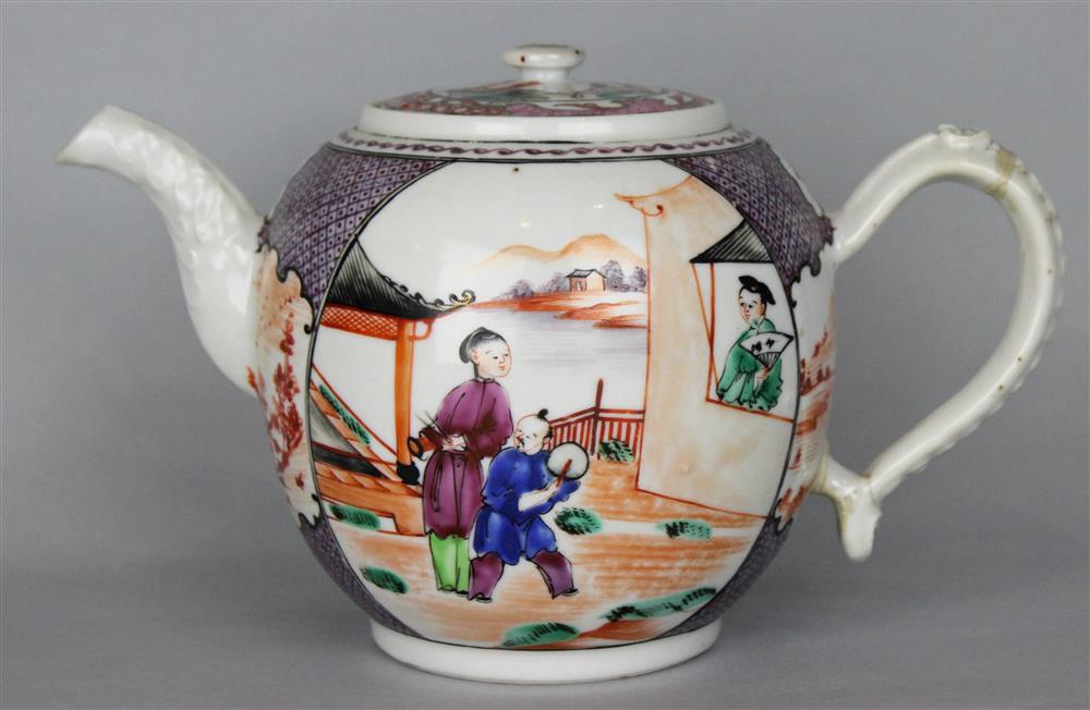 Appraisal: CHINESE EXPORT FAMILLE ROSE TEAPOT th C decorated with mother