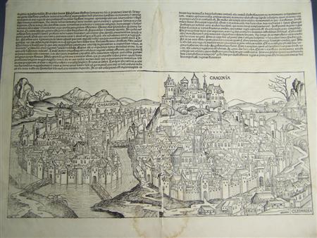 Appraisal: Cracow- Schedel H Cracovia Nuremberg by cm double-page perspective woodcut