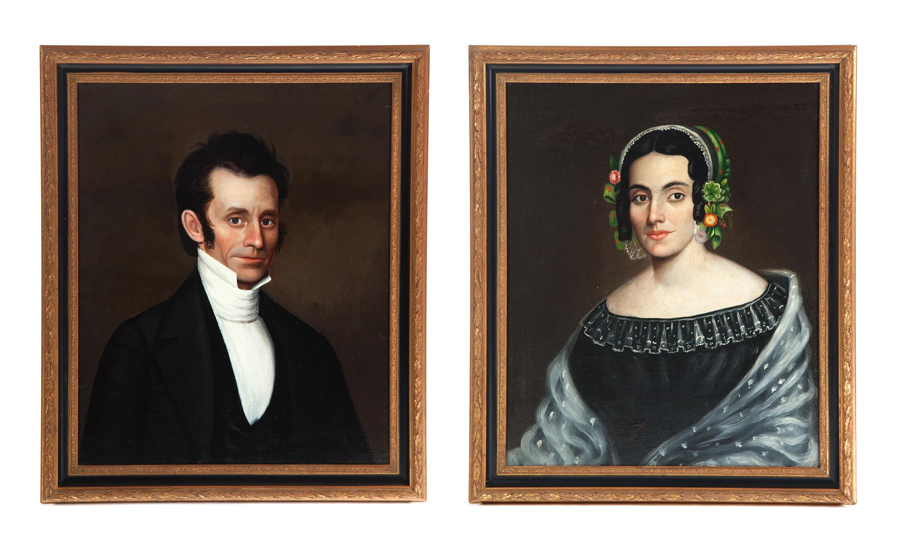 Appraisal: PAIR OF PORTRAITS AMERICAN SCHOOL ND QUARTER- TH CENTURY Oil