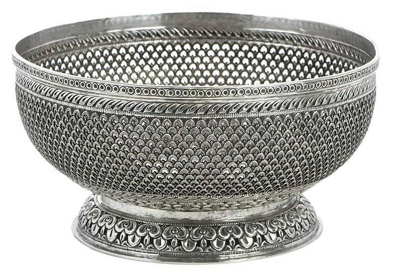 Appraisal: Mughal Pierced Fruit Bowl India th century round with fine