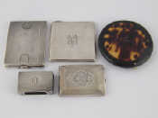 Appraisal: Two rectangular silver powder compacts one with naval insignia another