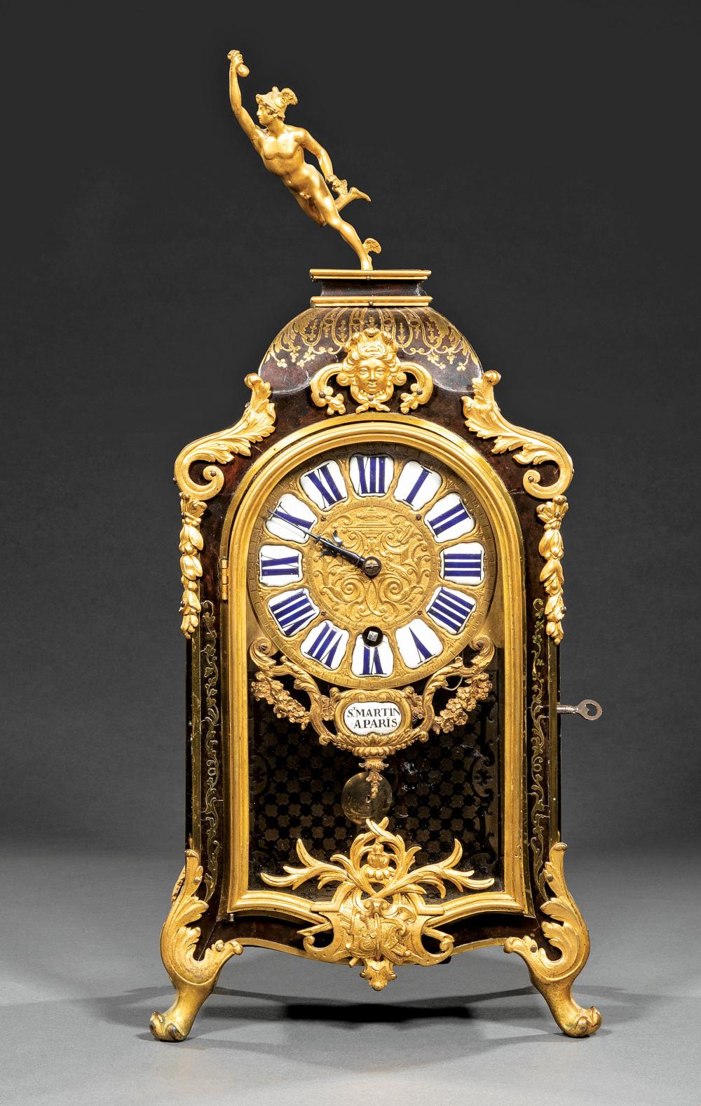 Appraisal: Louis XV-Style Bronze-Mounted Boulle Bracket Clock th c St Martin