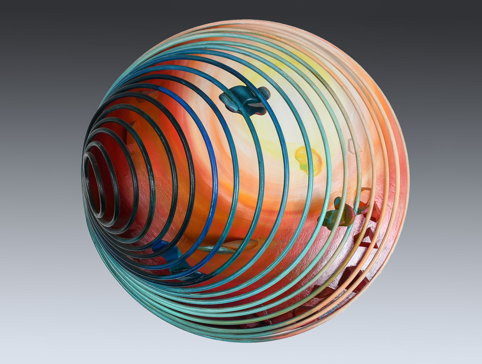 Appraisal: ALISON HELM THREE-DIMENSIONAL OPTICAL ILLUSION ARTWORK Painted Wood and Metal