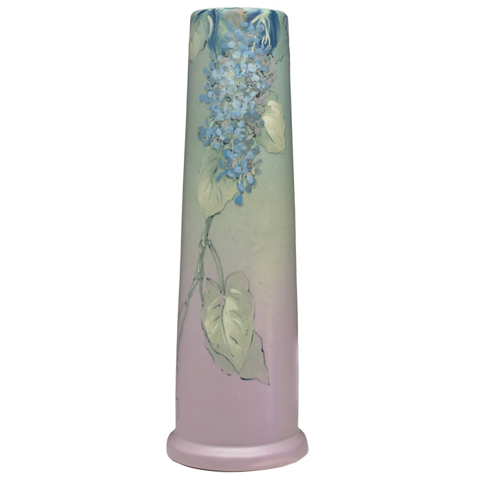 Appraisal: Weller Hudson vase cylindrical shape with painted lilac signed by