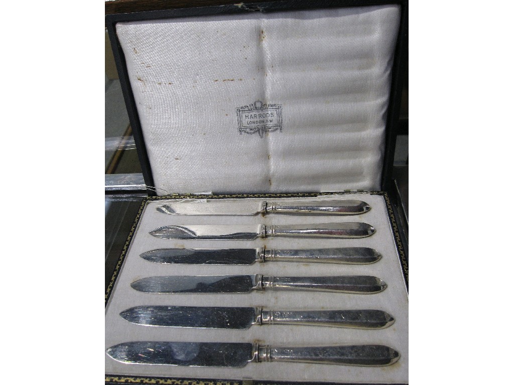 Appraisal: Cased set of six silver handled knives Sheffield