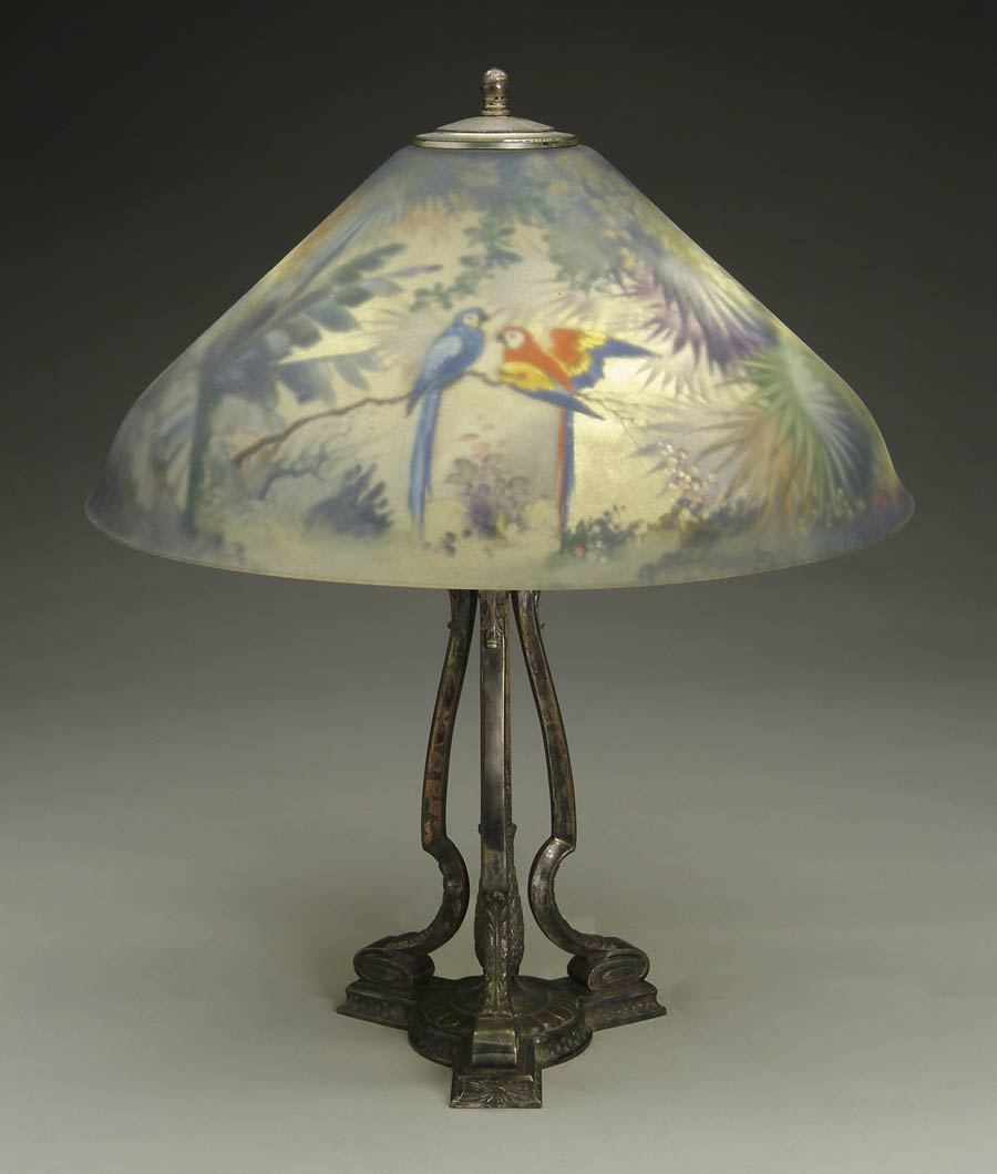 Appraisal: PAIRPOINT JUNGLE BIRD LAMP This wonderful Pairpoint Jungle Bird lamp