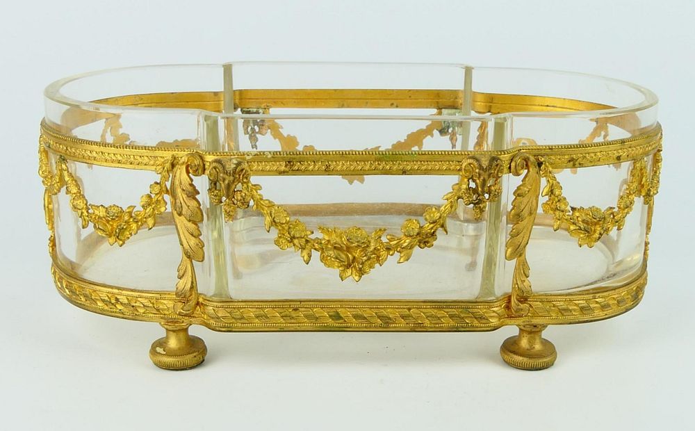 Appraisal: FRENCH GLASS GOLD ORMOLU BOWL FRENCH GLASS GOLD ORMOLU BOWL