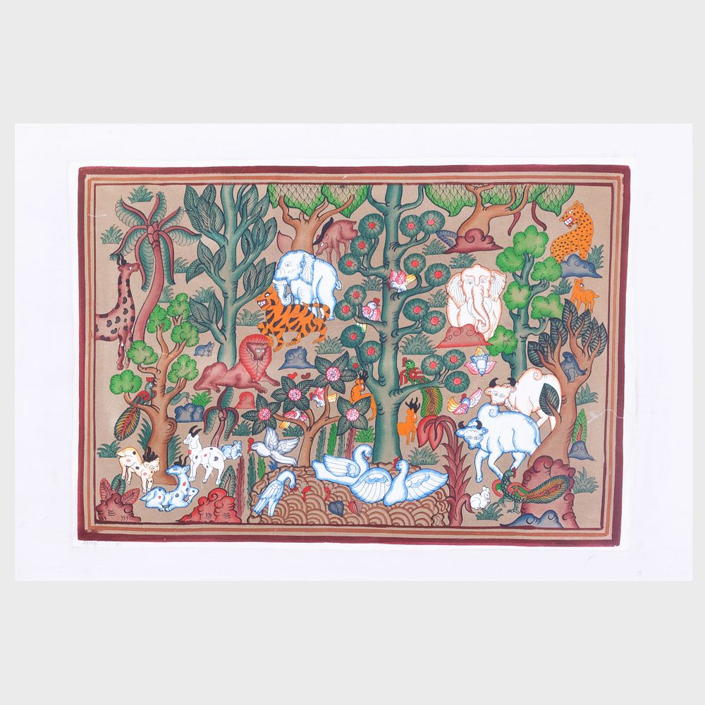 Appraisal: Pair of Burmese Painted Cloths The images x in Condition