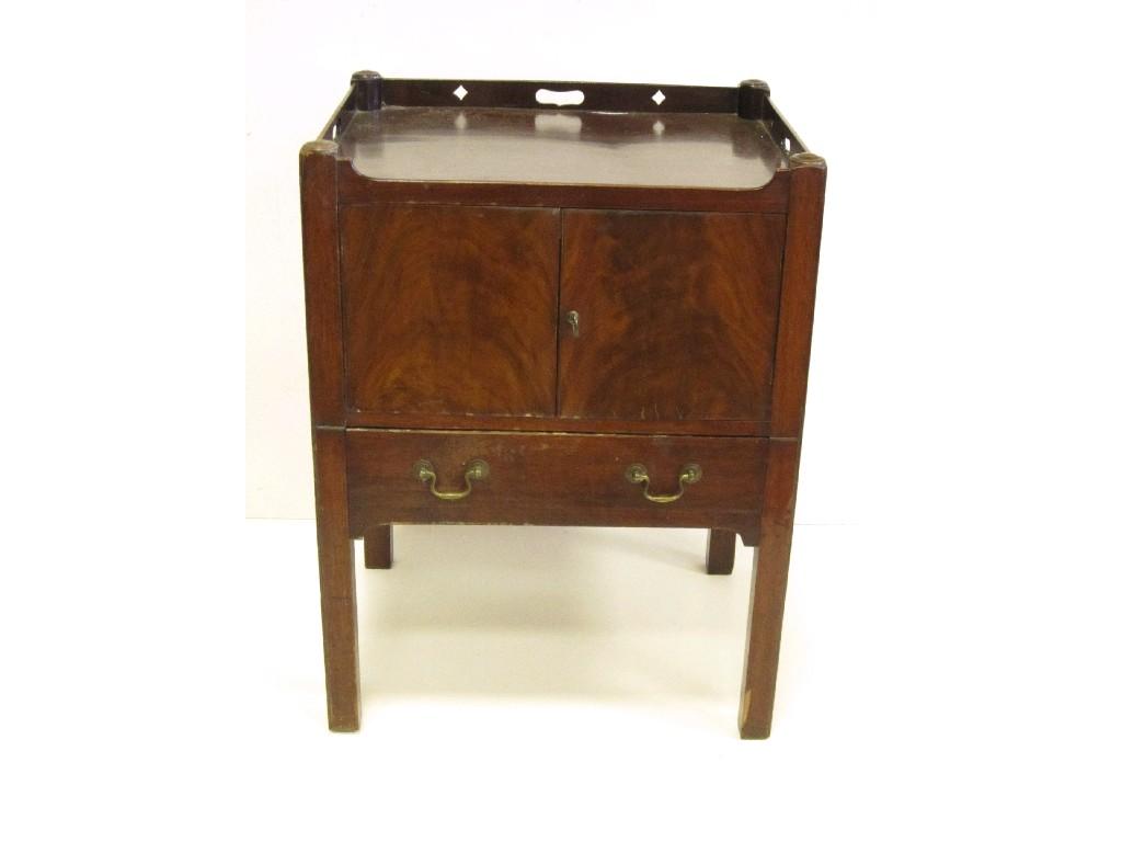 Appraisal: A George III mahogany Night Commode with pierced gallery top