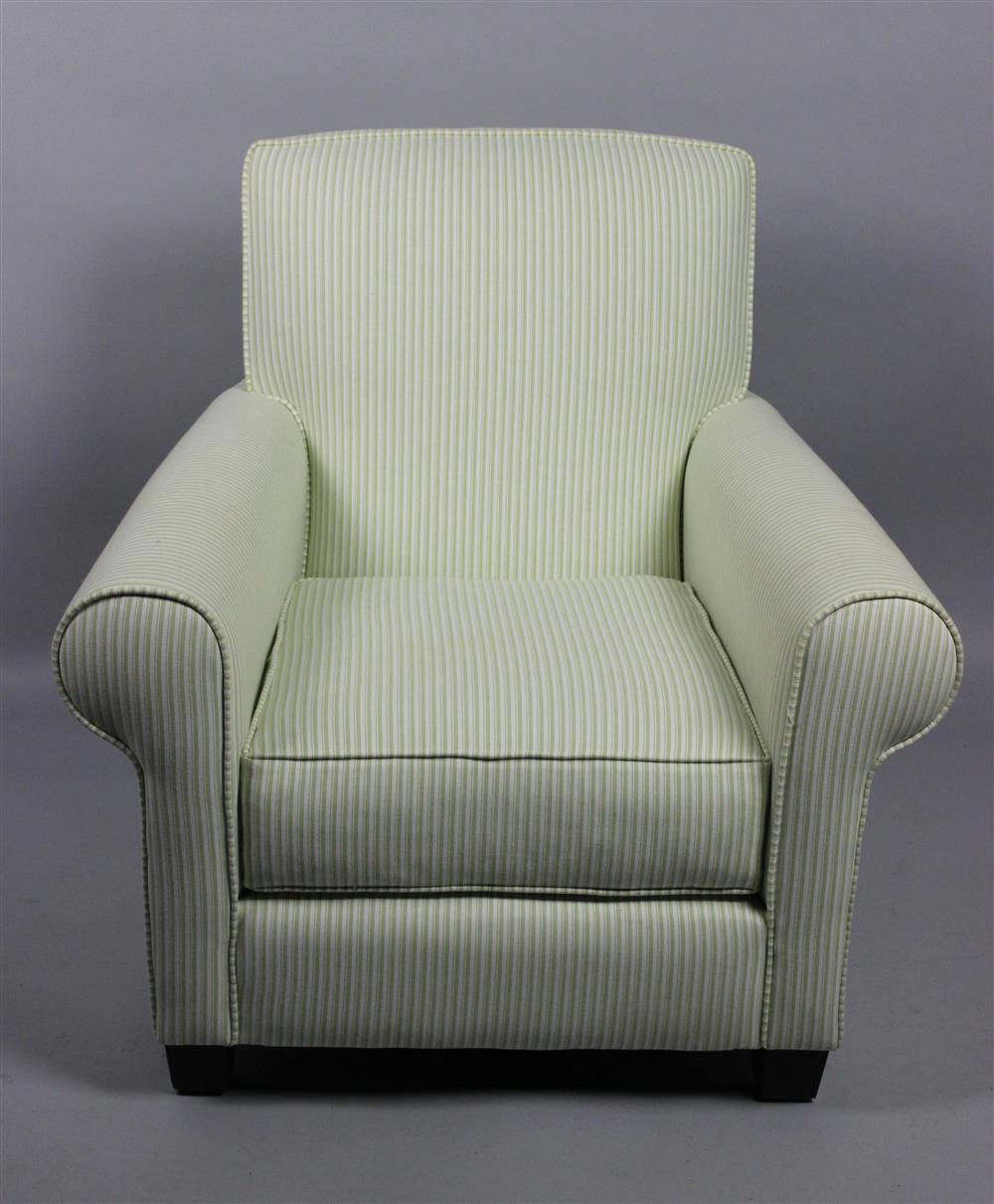 Appraisal: DIMINUTIVE OVERUPHOLSTERED CLUB CHAIR ESTATE OF TOM CLANCY of typical