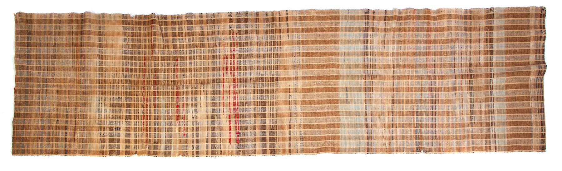 Appraisal: RAG RUG RUNNER Gold and brown cottons with blue and