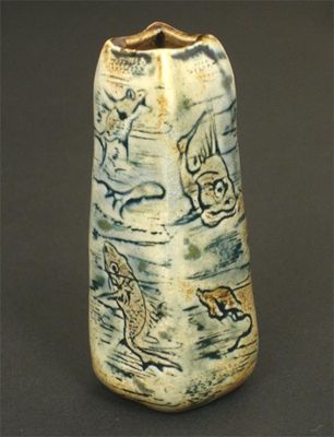 Appraisal: A Martin Brothers stoneware vase incised and painted with grotesque