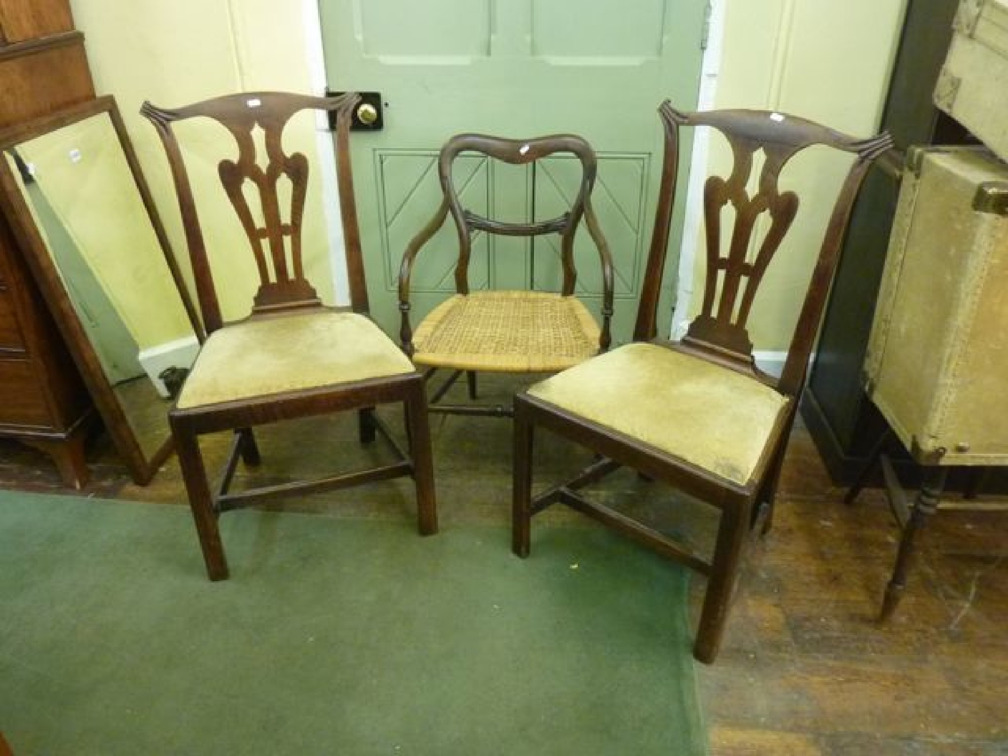 Appraisal: A pair of Georgian walnut country made dining chairs with