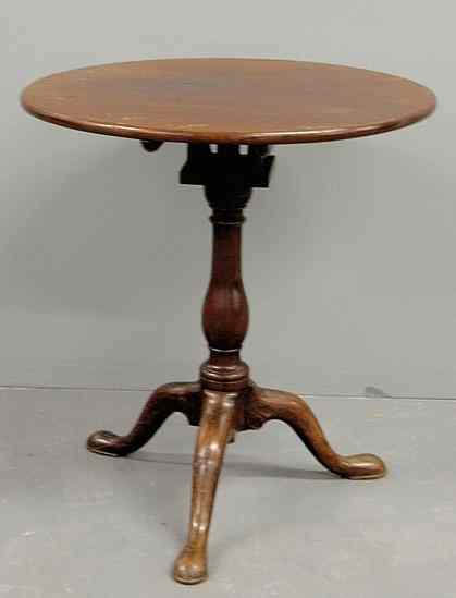 Appraisal: English Queen Anne mahogany candlestand c with a birdcage support