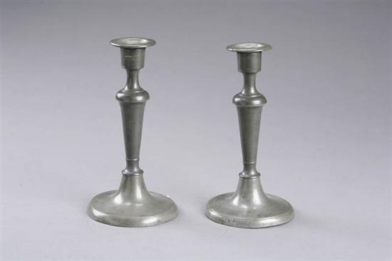 Appraisal: PAIR OF PEWTER CANDLESTICKS Touch for Fuller and Smith Poquonock