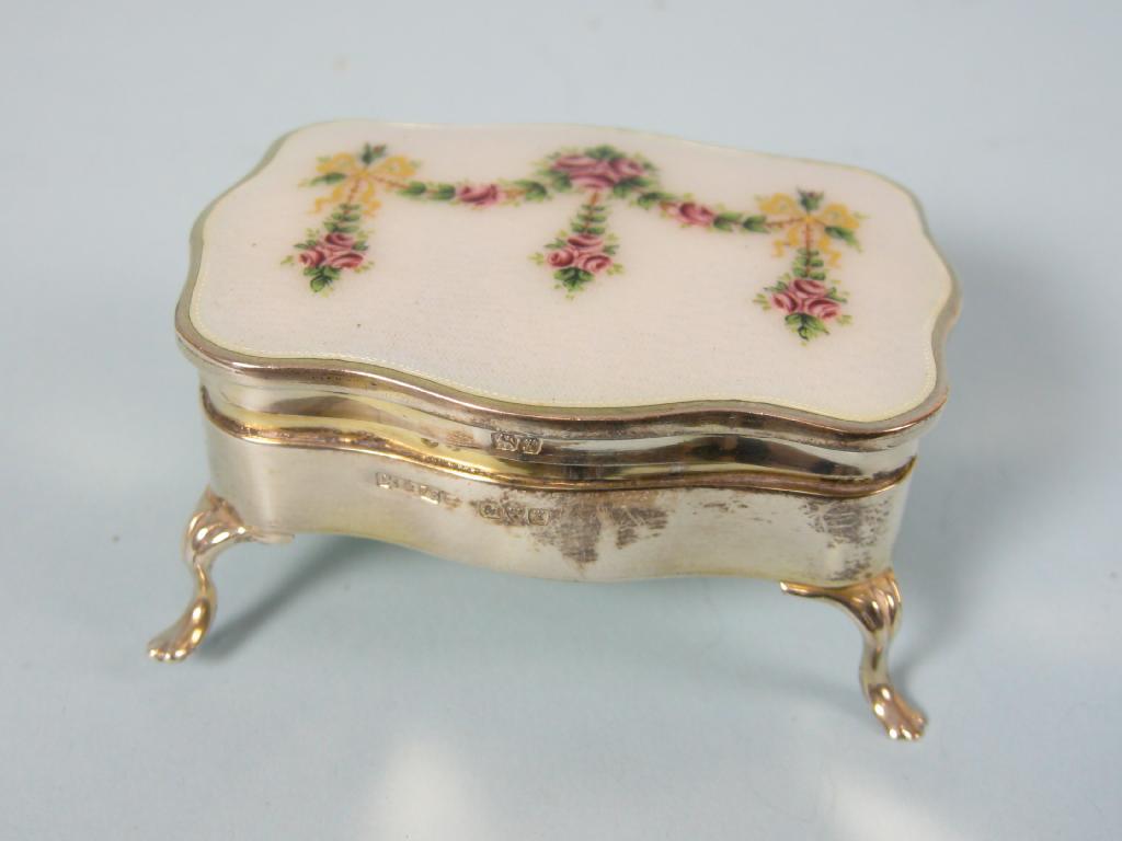 Appraisal: A George V small Trinket Box with white basse taille