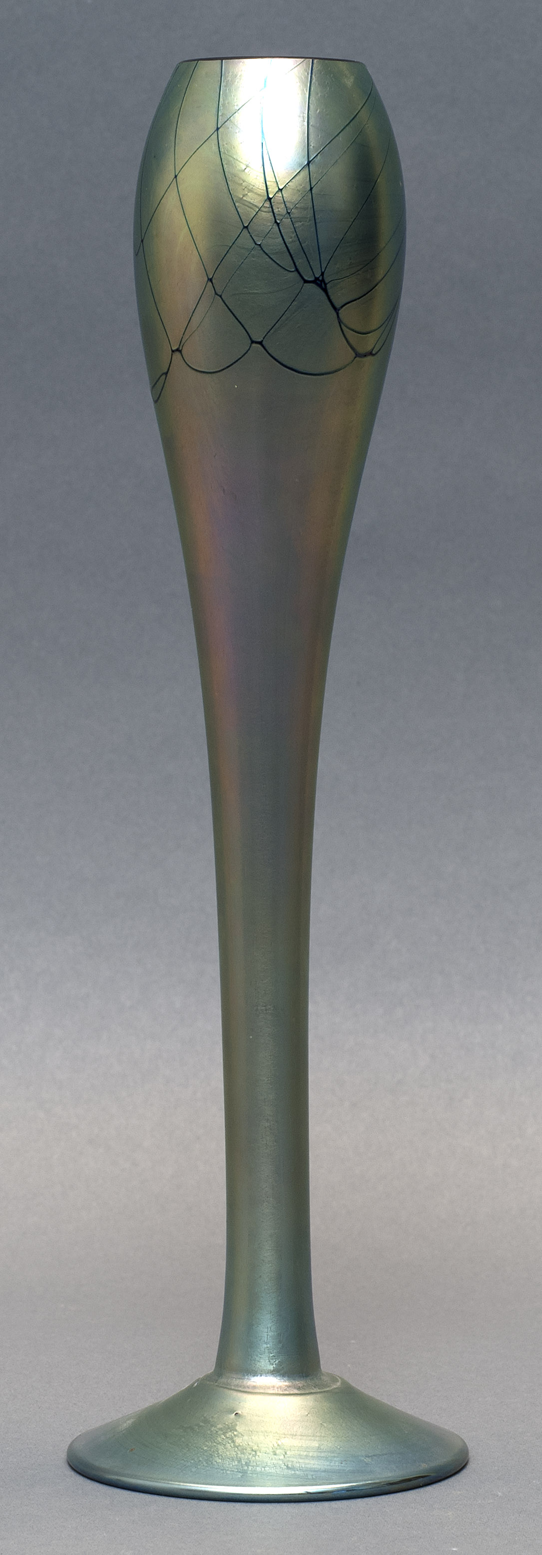 Appraisal: STEVEN MASLACH ART GLASS VASE Tulip form with trailed decoration