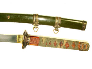 Appraisal: A Japanese pattern katana blade length cm in a green