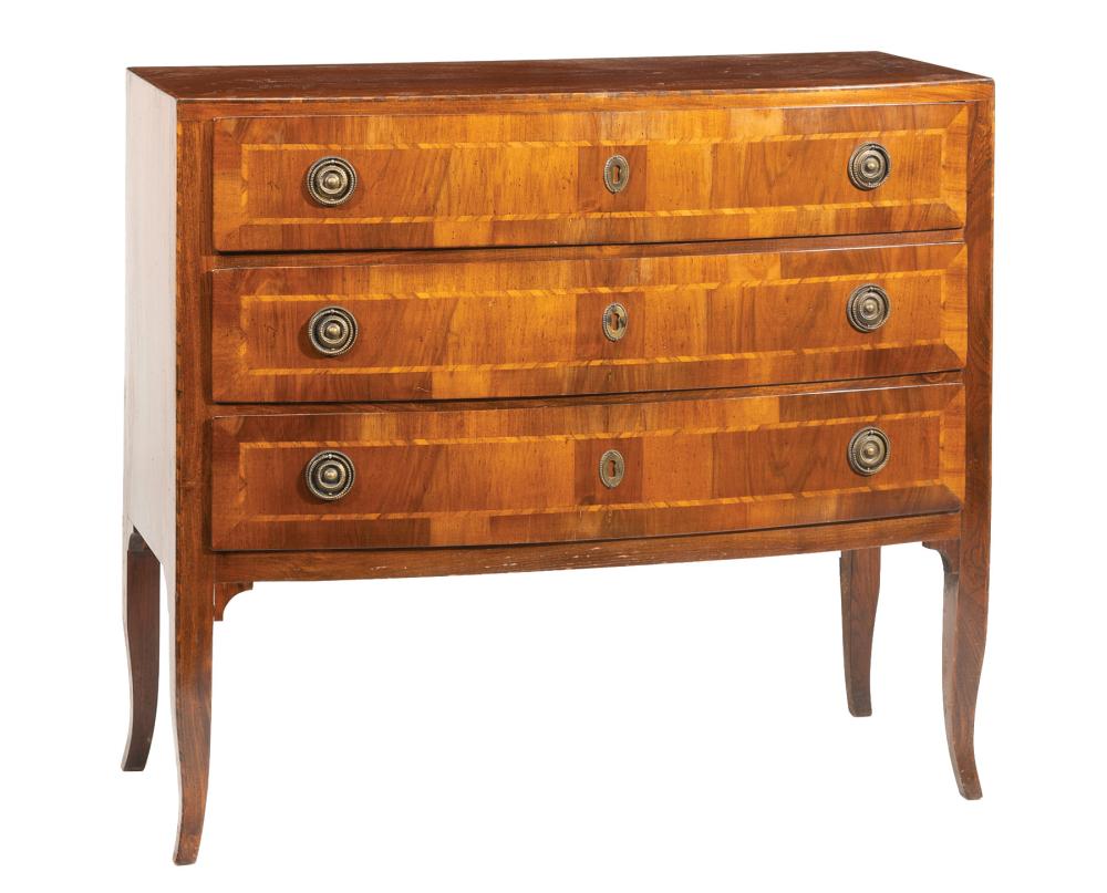 Appraisal: Antique Continental Neoclassical Walnut and Parquetry Commode three long drawers