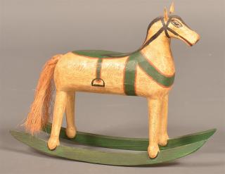 Appraisal: Walter Gotshall Folk Art Rocking Horse Toy Walter Gotshall Carved