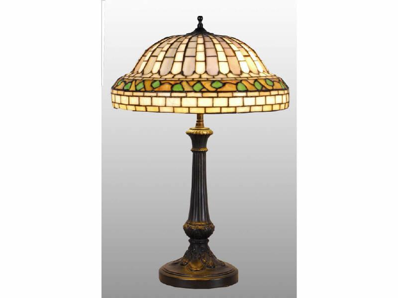 Appraisal: Stained and Leaded Glass Lamp with Base Description Circa s