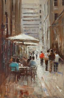 Appraisal: Herman Pekel born Melbourne Laneway oil on board signed 'Pekel'